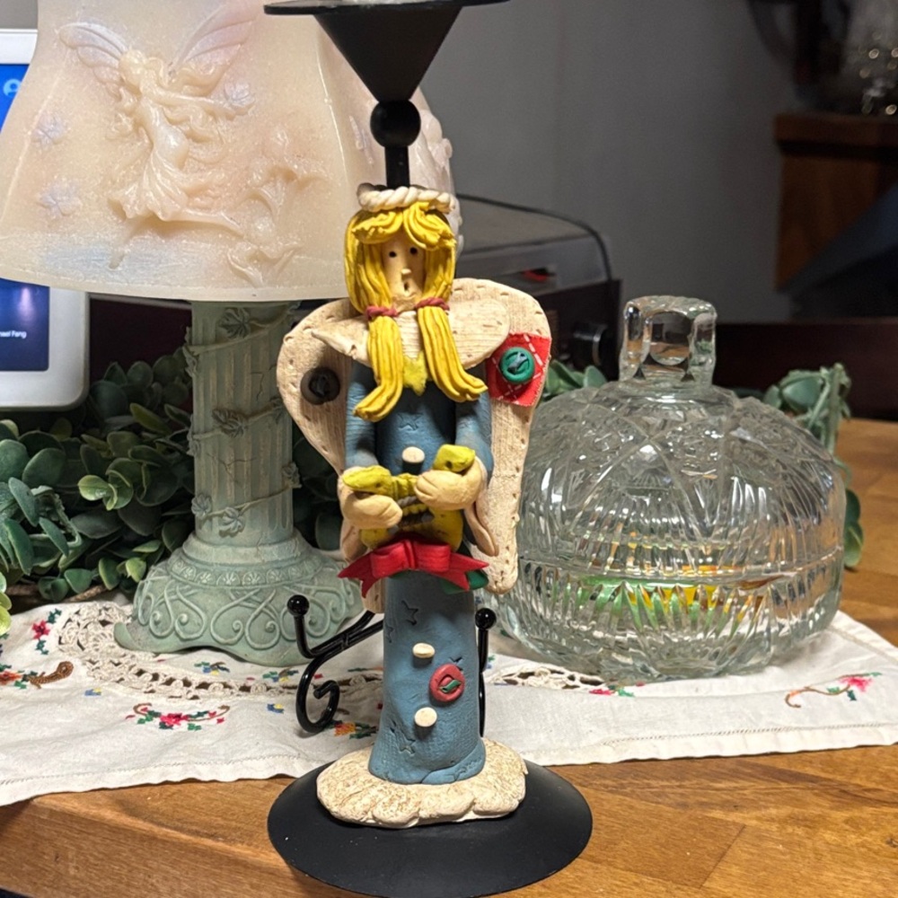 Whimsical Candle Holder with Angel Design